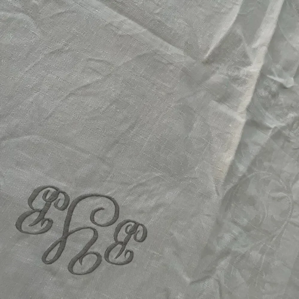 White Linen Tablecloth 61 x 80 in Gray 